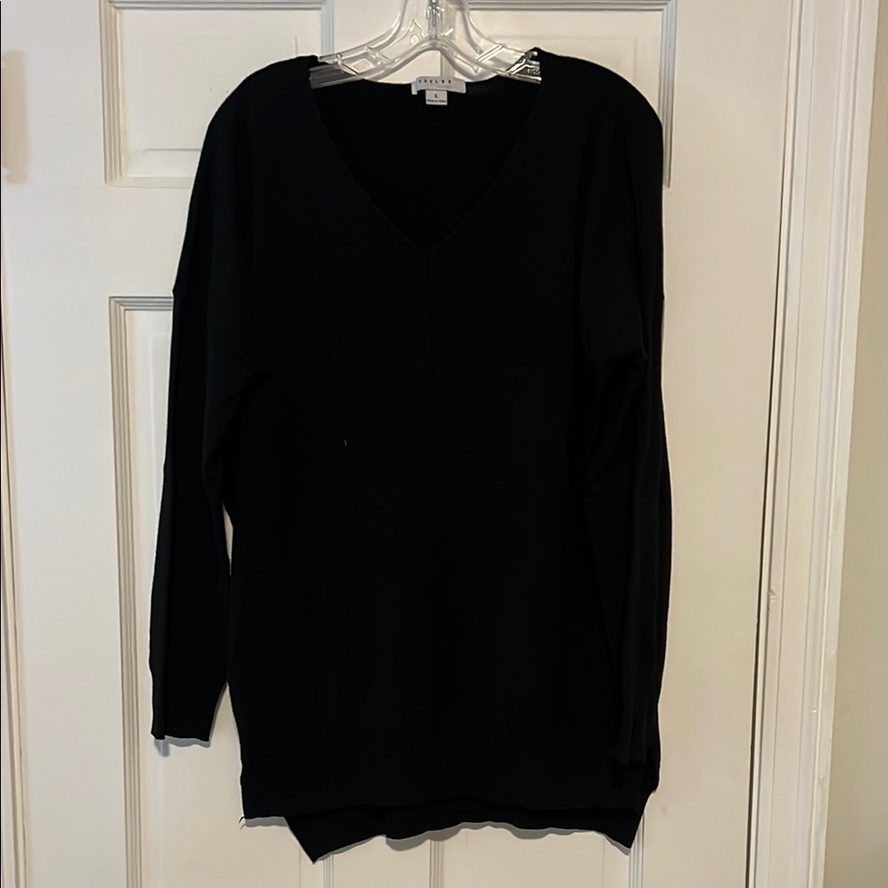 FAVLUX Black V-Neck Sweater Knit Casual